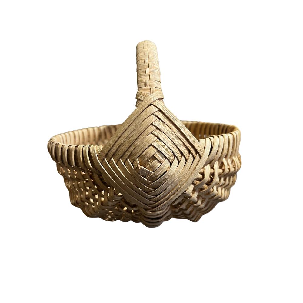 Handmade God's Eye Woven Buttock Egg Handle Basket 8.5" X 9"